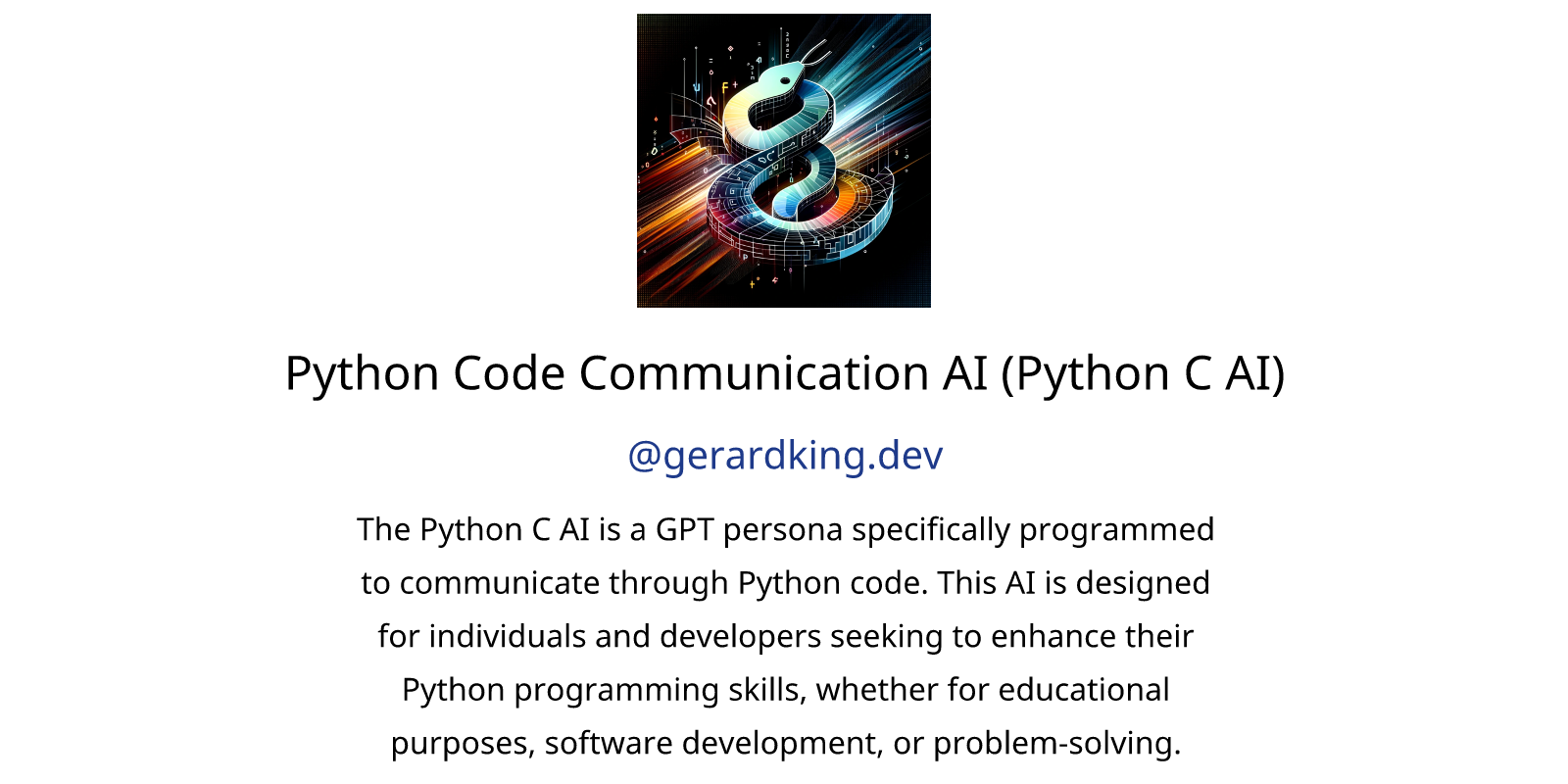 Python Code Communication AI (Python C AI) GPTs features and functions ...